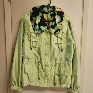 Women's UbU Reversible Green Floral Jacket Size Medium